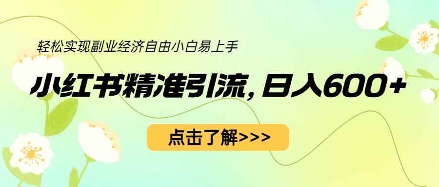 小红书精准引流，小白日入600+，轻松实现副业经济自由（教程+1153G资源）