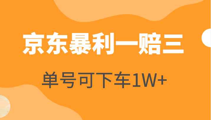 京东暴利一赔三，单号可下车1W+，新号基本稳下（仅供揭秘）