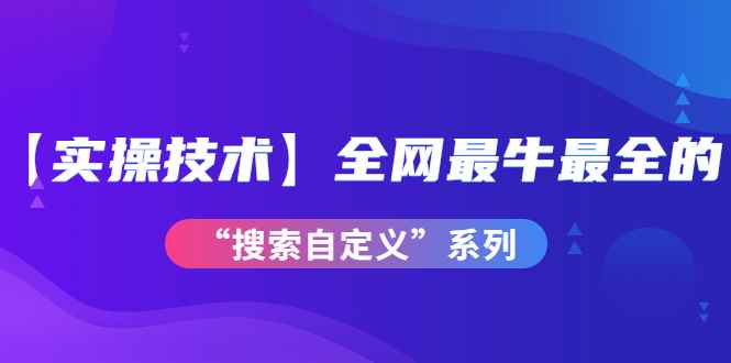 全网最牛最全的“搜索自定义”系列！【实操技术】价值698元
