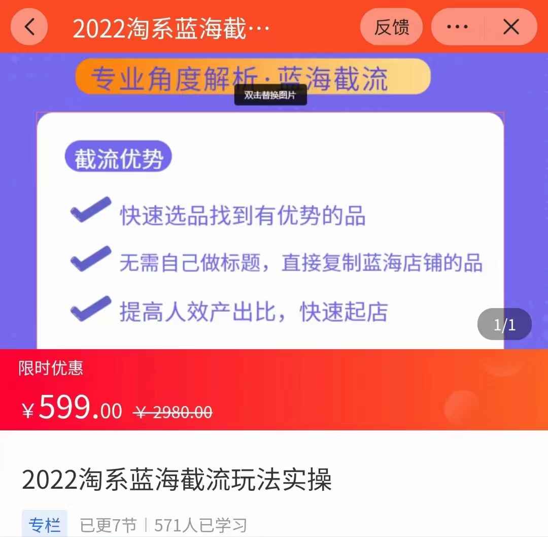 2022淘系蓝海截流玩法实操 让你选品速度更快，提高选品质量（价值599元）