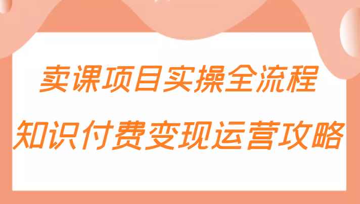 知识付费项目变现运营攻略，卖课项目实操全流程（价值299元）