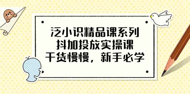 抖加投放精品实操课，干货慢慢，新手必学（12节视频课）