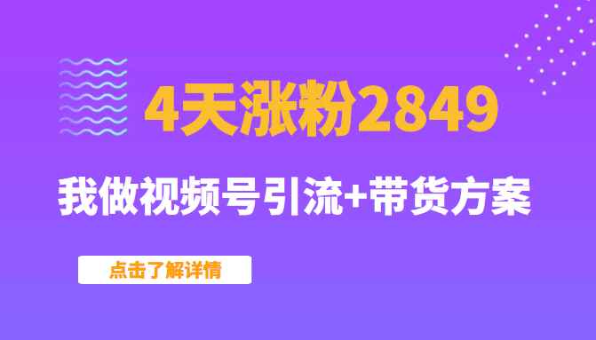 某公众号付费文章：4天涨粉2849，我做视频号引流+带货方案（无水印）