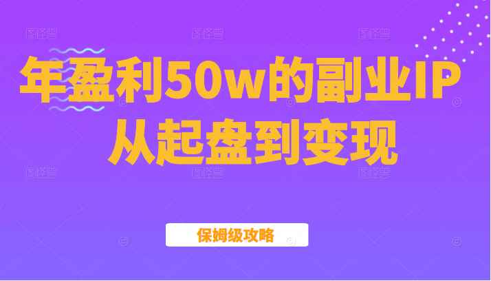 某公众号付费文章：年盈利50w的副业IP从起盘到变现的保姆级攻略（黑）